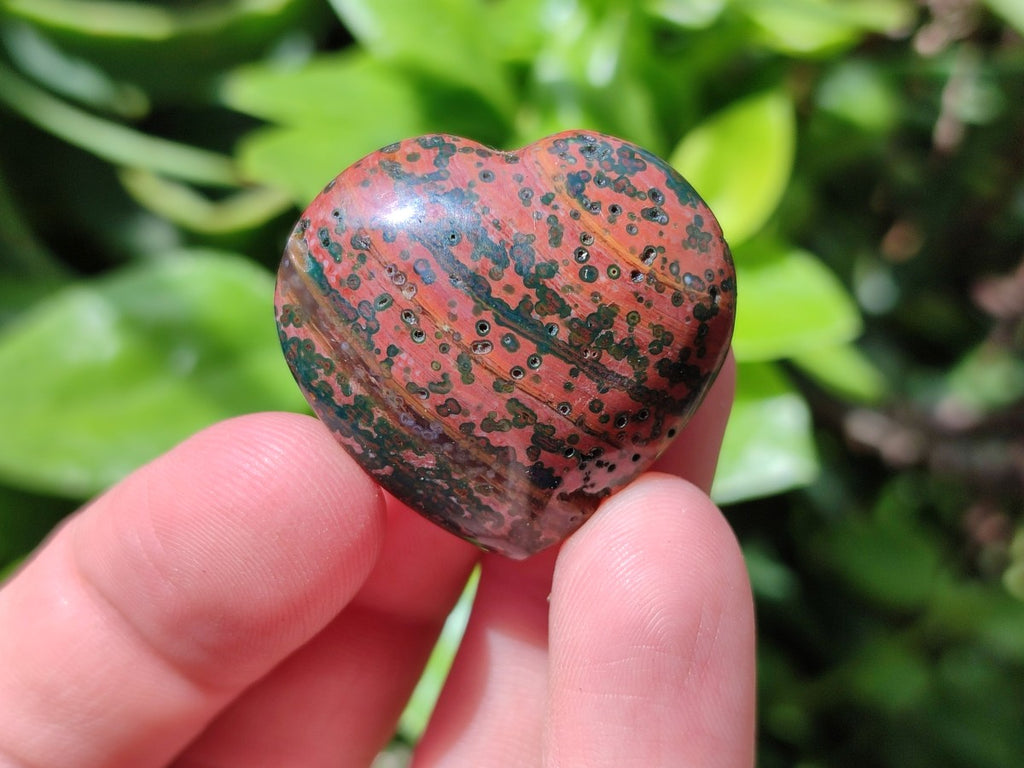 Polished Mixed Ocean Jasper and Polychrome Jasper Mini Hearts x 35 From Madagascar