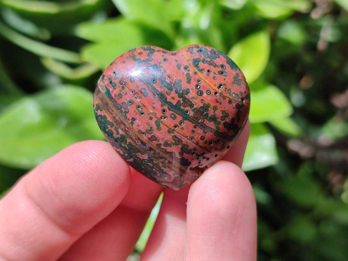 Polished Mixed Ocean Jasper and Polychrome Jasper Mini Hearts x 35 From Madagascar