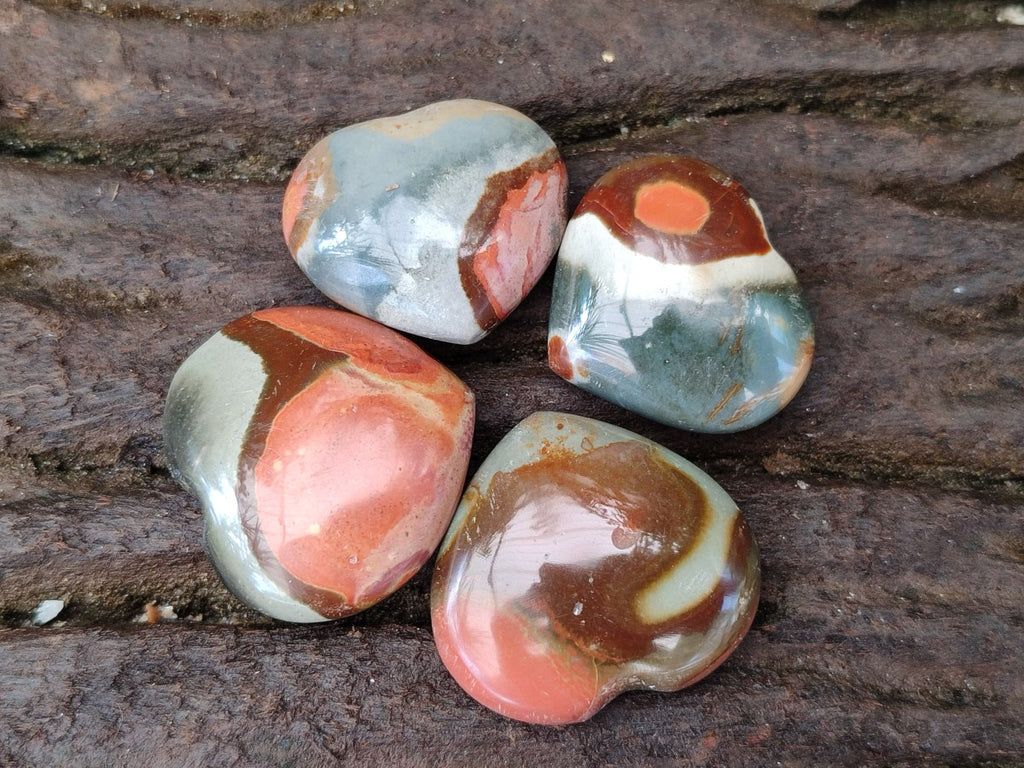 Polished Mixed Ocean Jasper and Polychrome Jasper Mini Hearts x 35 From Madagascar