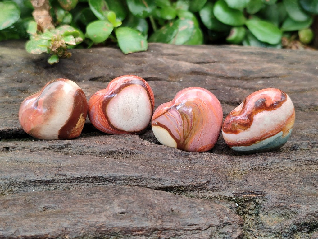 Polished Mixed Ocean Jasper and Polychrome Jasper Mini Hearts x 35 From Madagascar