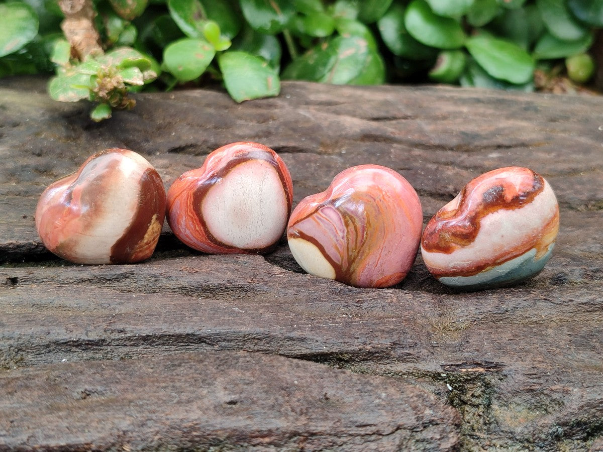 Polished Mixed Ocean Jasper and Polychrome Jasper Mini Hearts x 35 From Madagascar