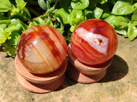 Polished Carnelian Agate Gemstone Spheres x 6 From Madagascar
