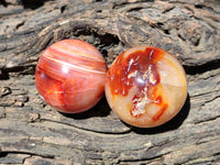 Polished Carnelian Agate Gemstone Spheres x 6 From Madagascar