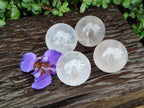 Polished Clear Quartz Crystal Balls x 4 From Madagascar