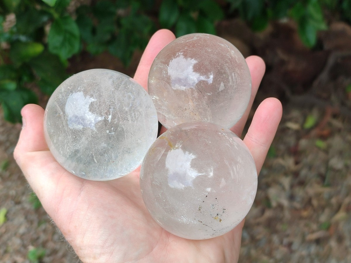 Polished Clear Quartz Crystal Balls x 4 From Madagascar