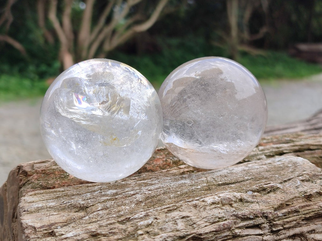 Polished Clear Quartz Crystal Balls x 4 From Madagascar