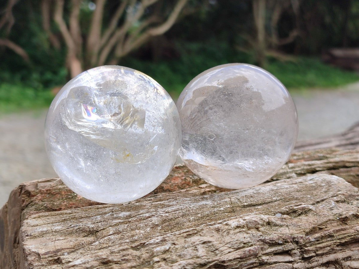Polished Clear Quartz Crystal Balls x 4 From Madagascar