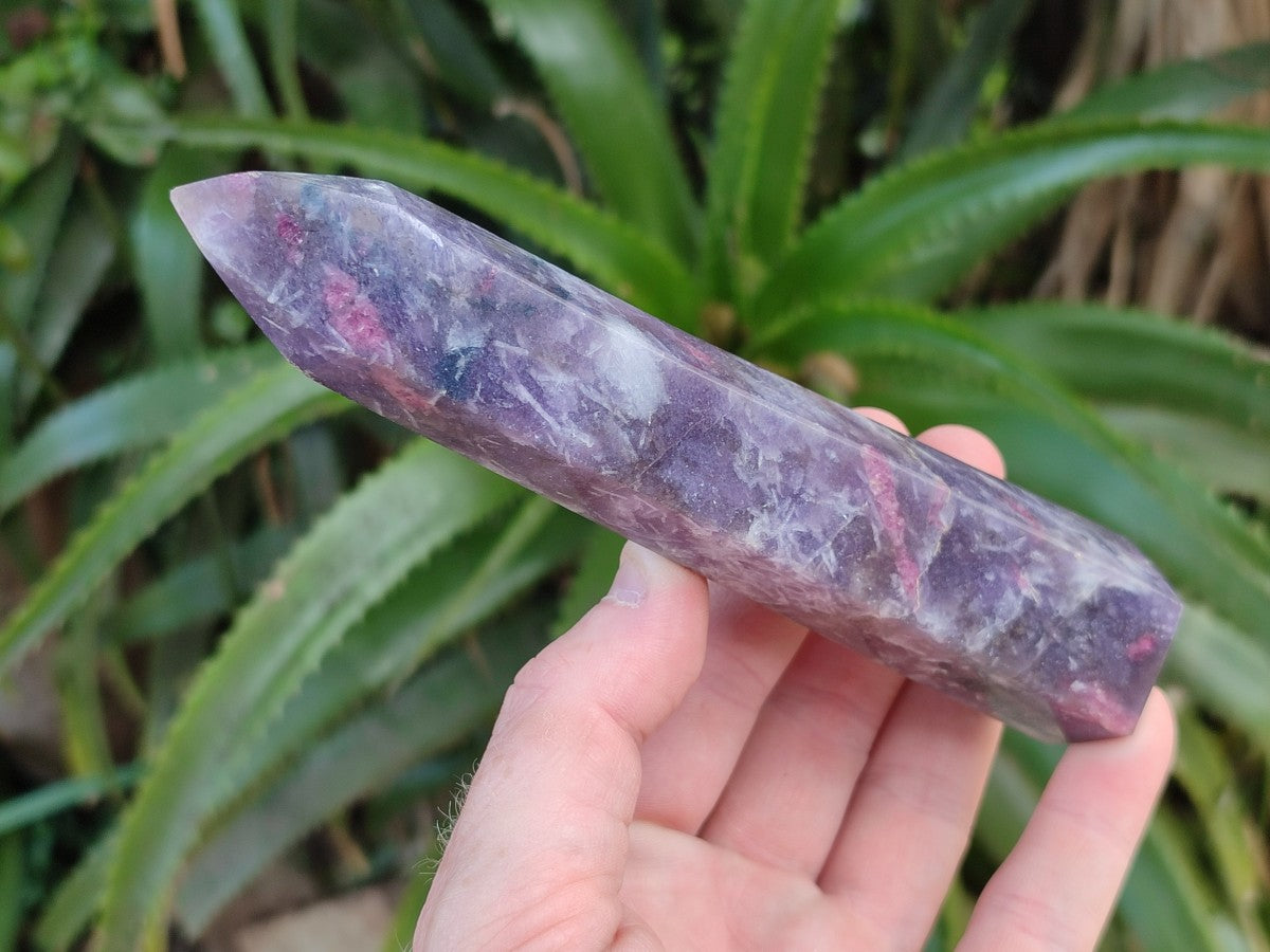 Polished Lepidolite with Pink Rubellite Tourmaline Crystals x 6 From Ambatondrazaka, Madagascar