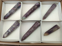 Polished Lepidolite with Pink Rubellite Tourmaline Crystals x 6 From Ambatondrazaka, Madagascar