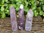 Polished Lepidolite with Pink Rubellite Tourmaline Crystals x 6 From Ambatondrazaka, Madagascar