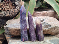 Polished Lepidolite with Pink Rubellite Tourmaline Crystals x 6 From Ambatondrazaka, Madagascar