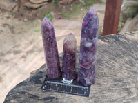 Polished Lepidolite with Pink Rubellite Tourmaline Crystals x 6 From Ambatondrazaka, Madagascar