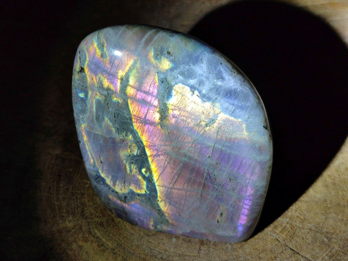 Polished Rare Purple Sunset Flash Labradorite Standing Free Forms x 2 From Madagascar