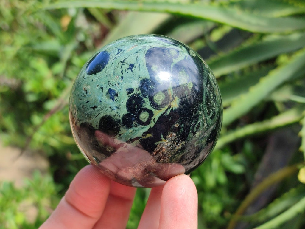Polished Mixed Stromatolite Sphere and Standing Free Forms x 3 From Katsepy, Madagascar