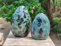 Polished Mixed Stromatolite Sphere and Standing Free Forms x 3 From Katsepy, Madagascar