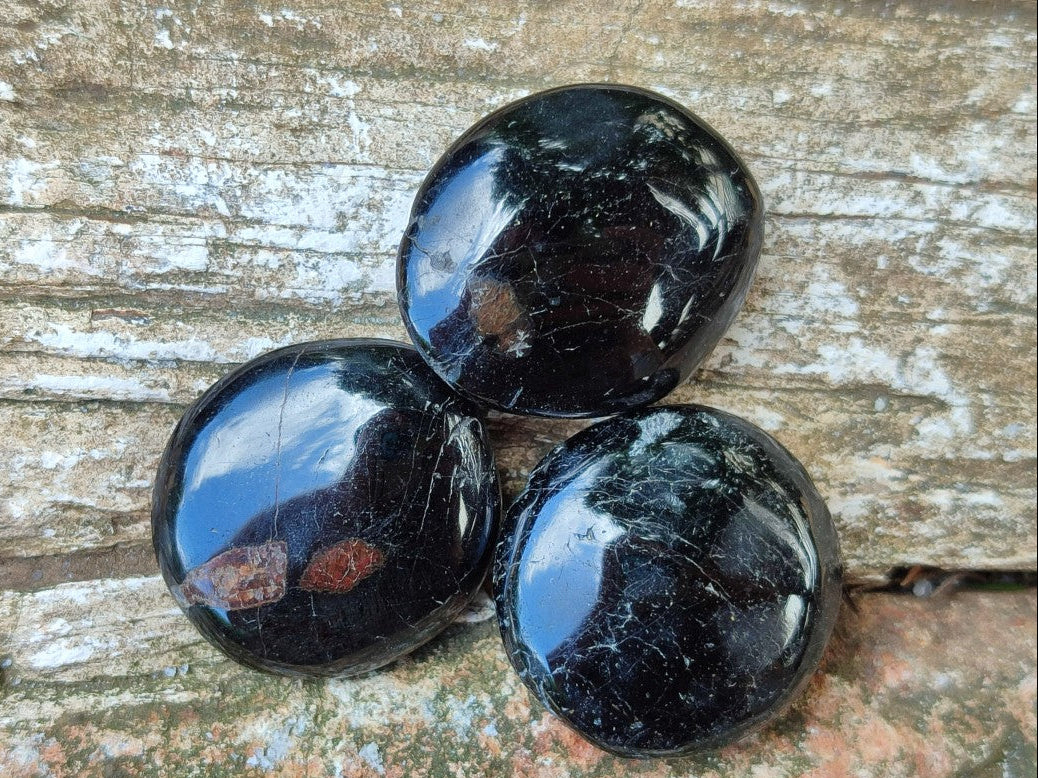 Polished Mini Black Tourmaline Free Forms x 35 From Madagascar