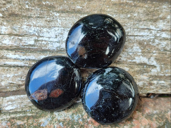 Polished Mini Black Tourmaline Free Forms x 35 From Madagascar