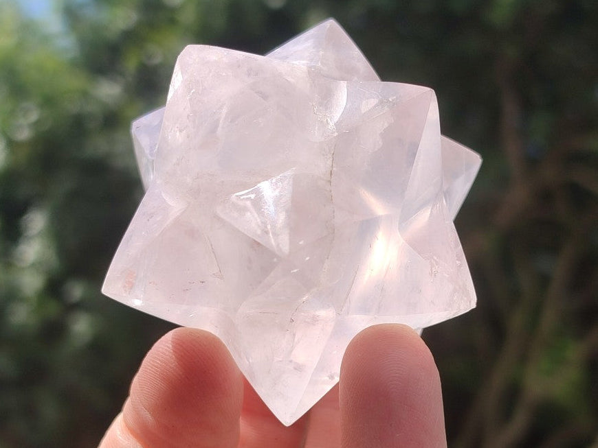 Hand Made Gemmy Rose Quartz Merkabahs x 3 From Madagascar