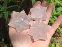 Hand Made Gemmy Rose Quartz Merkabahs x 3 From Madagascar