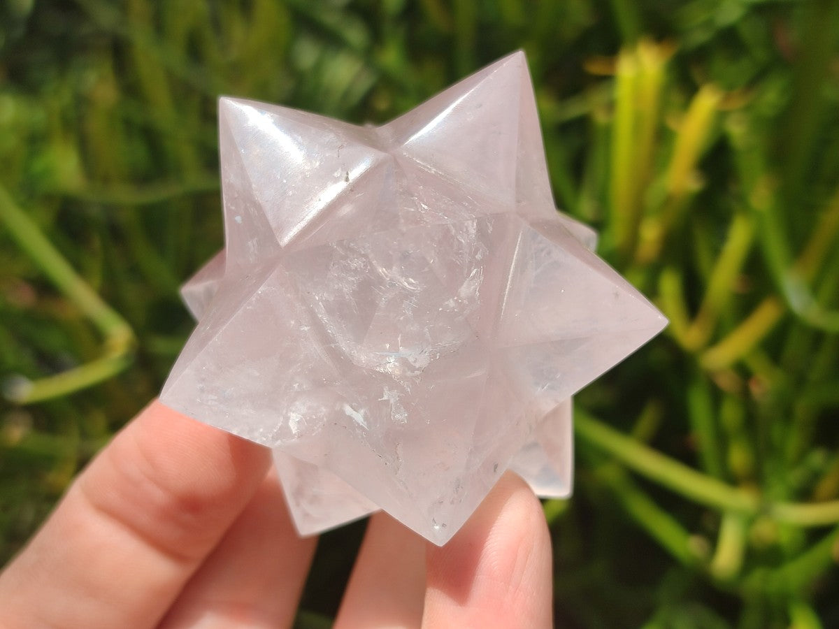 Hand Made Gemmy Rose Quartz Merkabahs x 3 From Madagascar