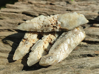 Natural Drusy Quartz Coated Spearhead Calcite Crystals x 35 From Albert's Mountain, Lesotho