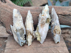 Natural Drusy Quartz Coated Spearhead Calcite Crystals x 35 From Albert's Mountain, Lesotho