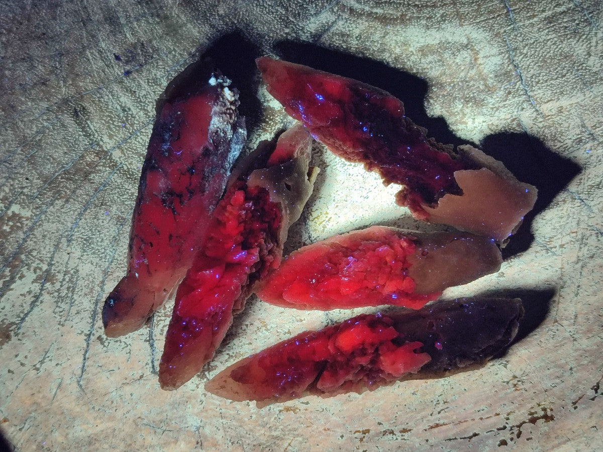 Natural Drusy Quartz Coated Spearhead Calcite Crystals x 35 From Albert's Mountain, Lesotho