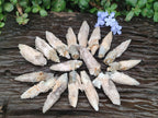 Natural Drusy Quartz Coated Spearhead Calcite Crystals x 35 From Albert's Mountain, Lesotho