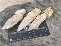 Natural Drusy Quartz Coated Spearhead Calcite Crystals x 35 From Albert's Mountain, Lesotho