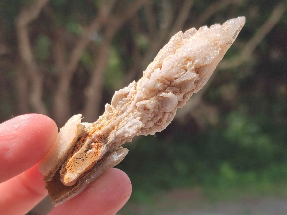 Natural Drusy Quartz Coated Spearhead Calcite Crystals x 35 From Albert's Mountain, Lesotho