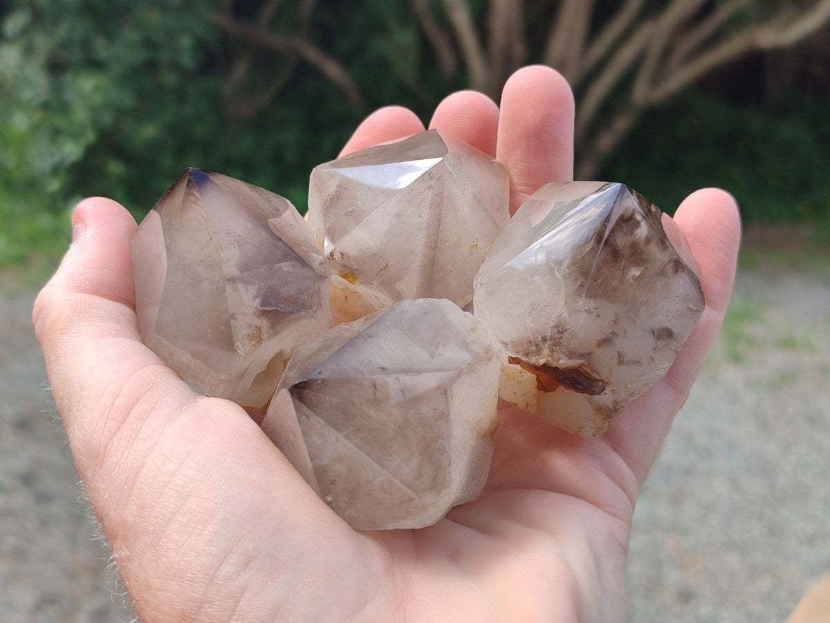 Polished Smokey Quartz Crystal Terminations x 13 From Madagascar