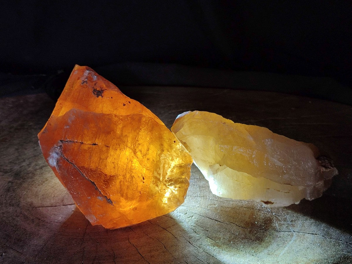 Natural Honey Aragonite Specimens x 3 From Namibia