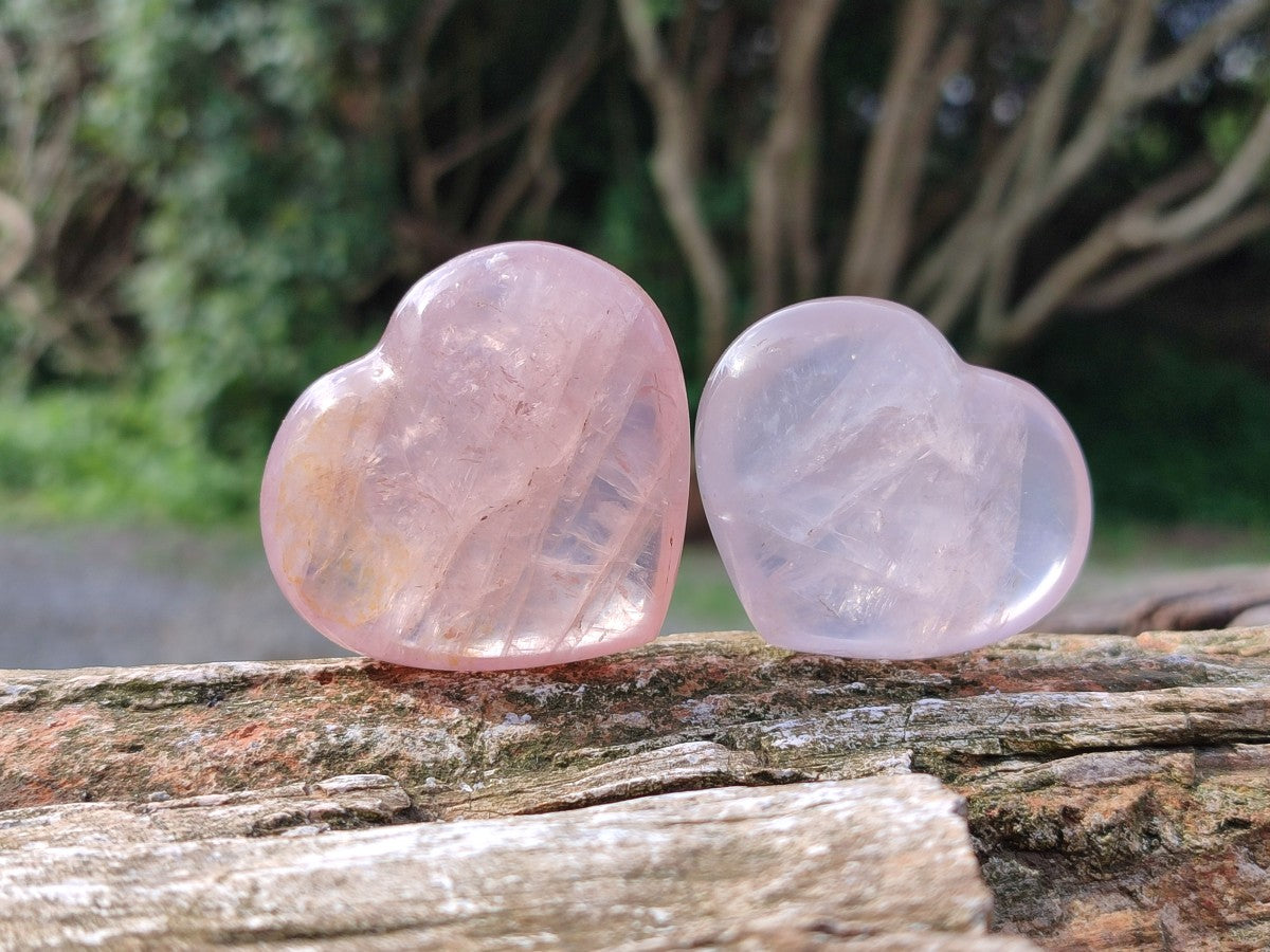 Polished Gemmy Rose Quartz Hearts x 8 From Madagascar