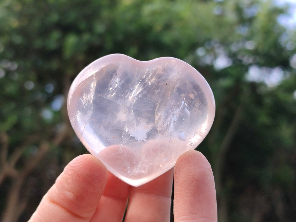 Polished Gemmy Rose Quartz Hearts x 8 From Madagascar