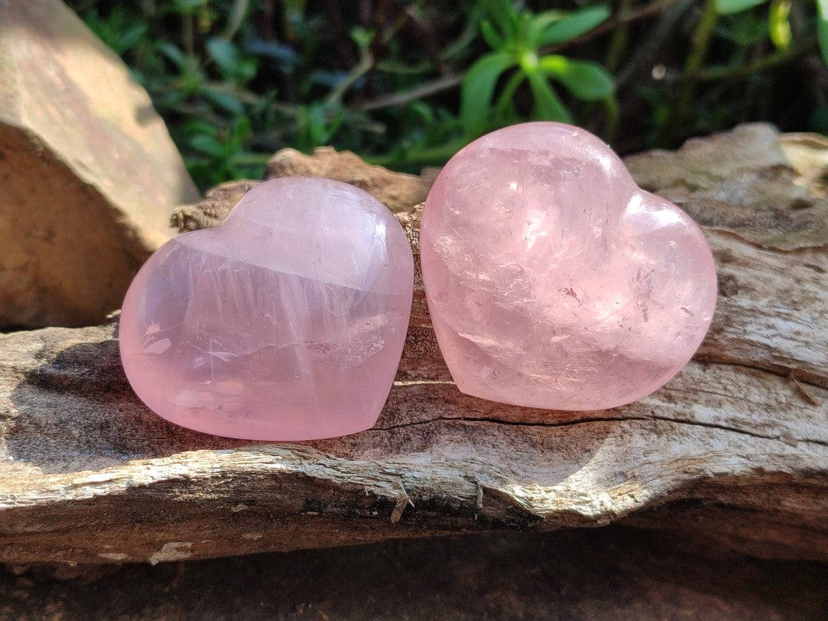 Polished Gemmy Rose Quartz Hearts x 8 From Madagascar