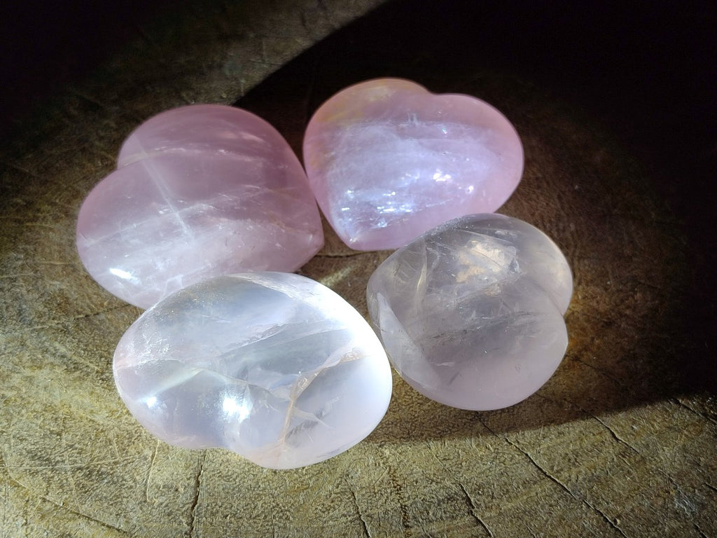 Polished Gemmy Rose Quartz Hearts x 8 From Madagascar