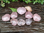 Polished Gemmy Rose Quartz Hearts x 8 From Madagascar