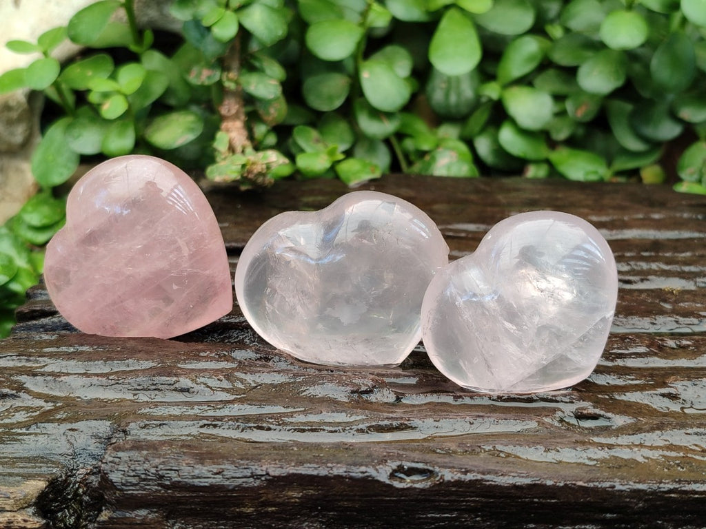 Polished Gemmy Rose Quartz Hearts x 8 From Madagascar