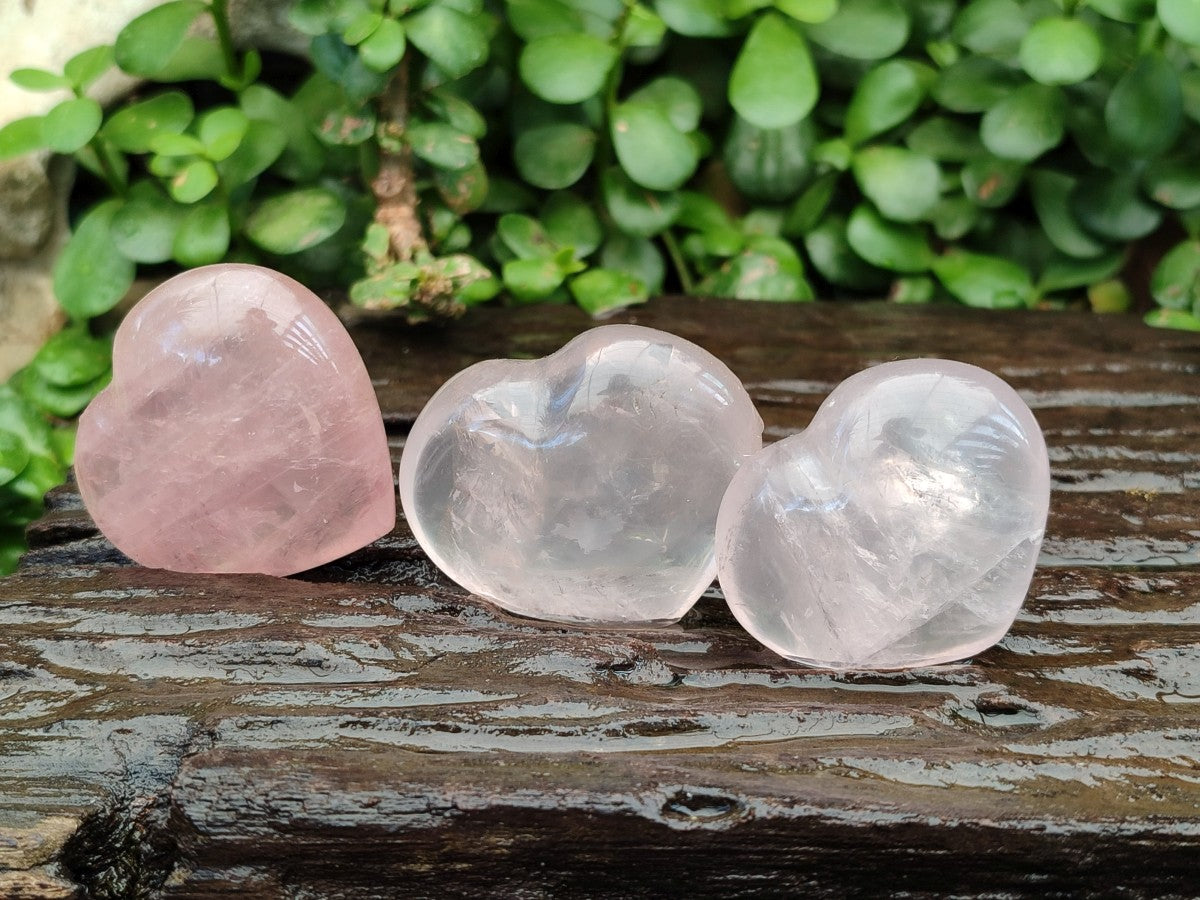 Polished Gemmy Rose Quartz Hearts x 8 From Madagascar