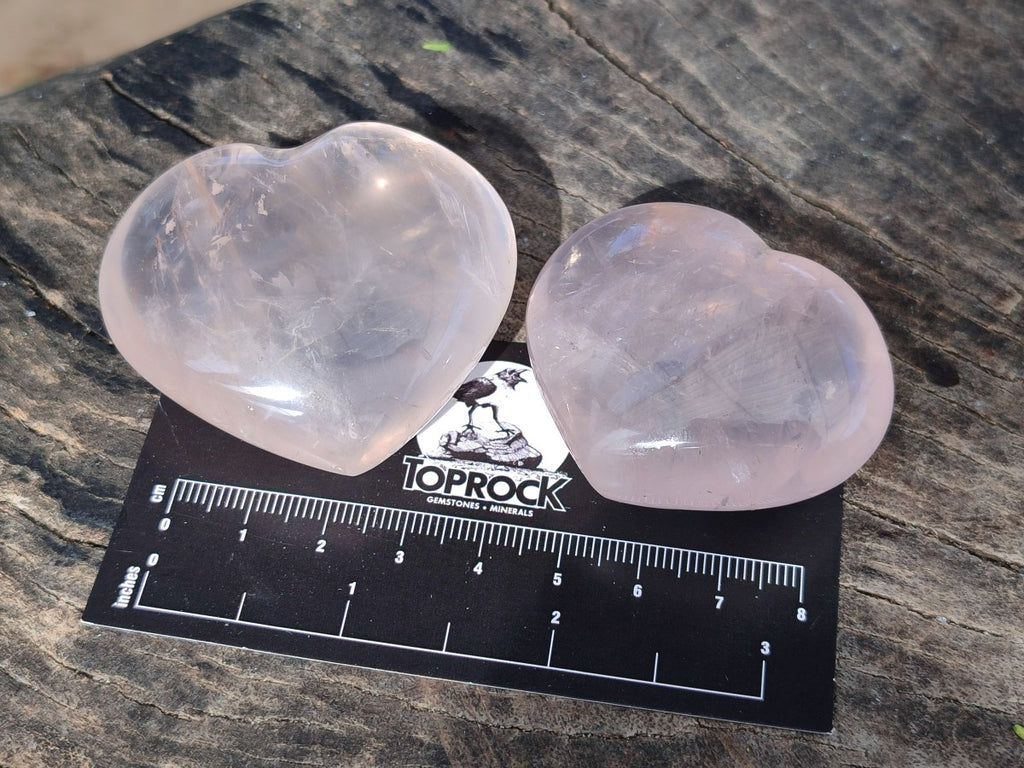 Polished Gemmy Rose Quartz Hearts x 8 From Madagascar