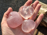 Polished Gemmy Rose Quartz Hearts x 8 From Madagascar