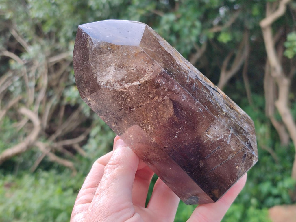 Polished Dark Smokey Marion Quartz Crystals x 2 From Madagascar