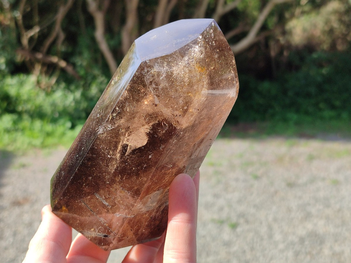 Polished Dark Smokey Marion Quartz Crystals x 2 From Madagascar