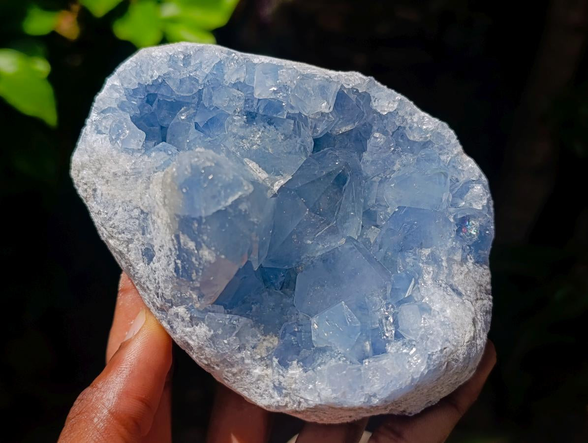 Natural Blue Celestite Geode Specimens x 2 From Sakoany, Madagascar