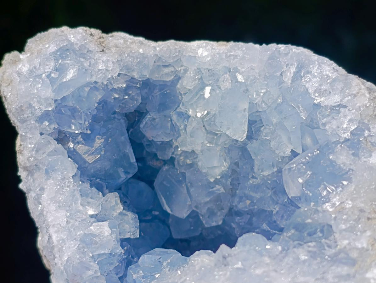 Natural Blue Celestite Geode Specimens x 2 From Sakoany, Madagascar