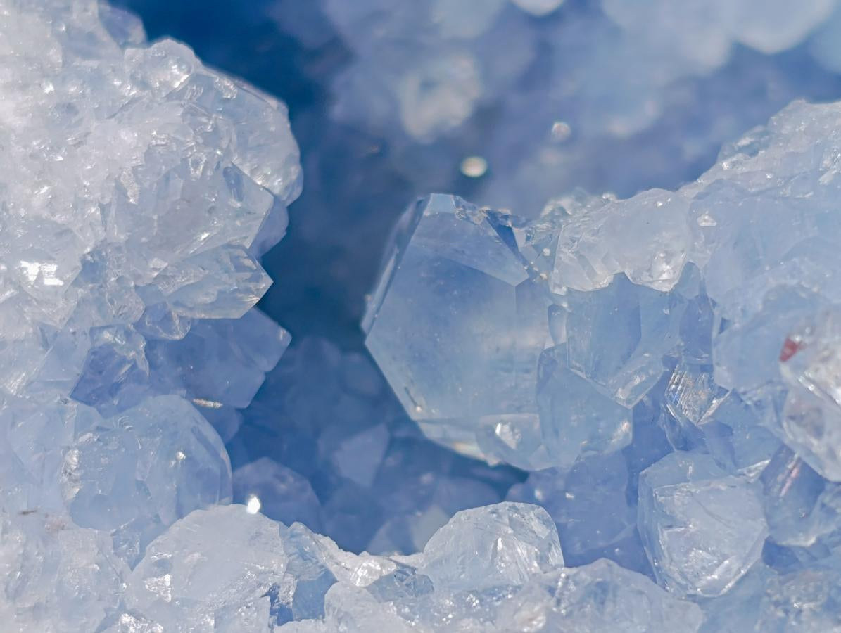 Natural Blue Celestite Geode Specimens x 2 From Sakoany, Madagascar