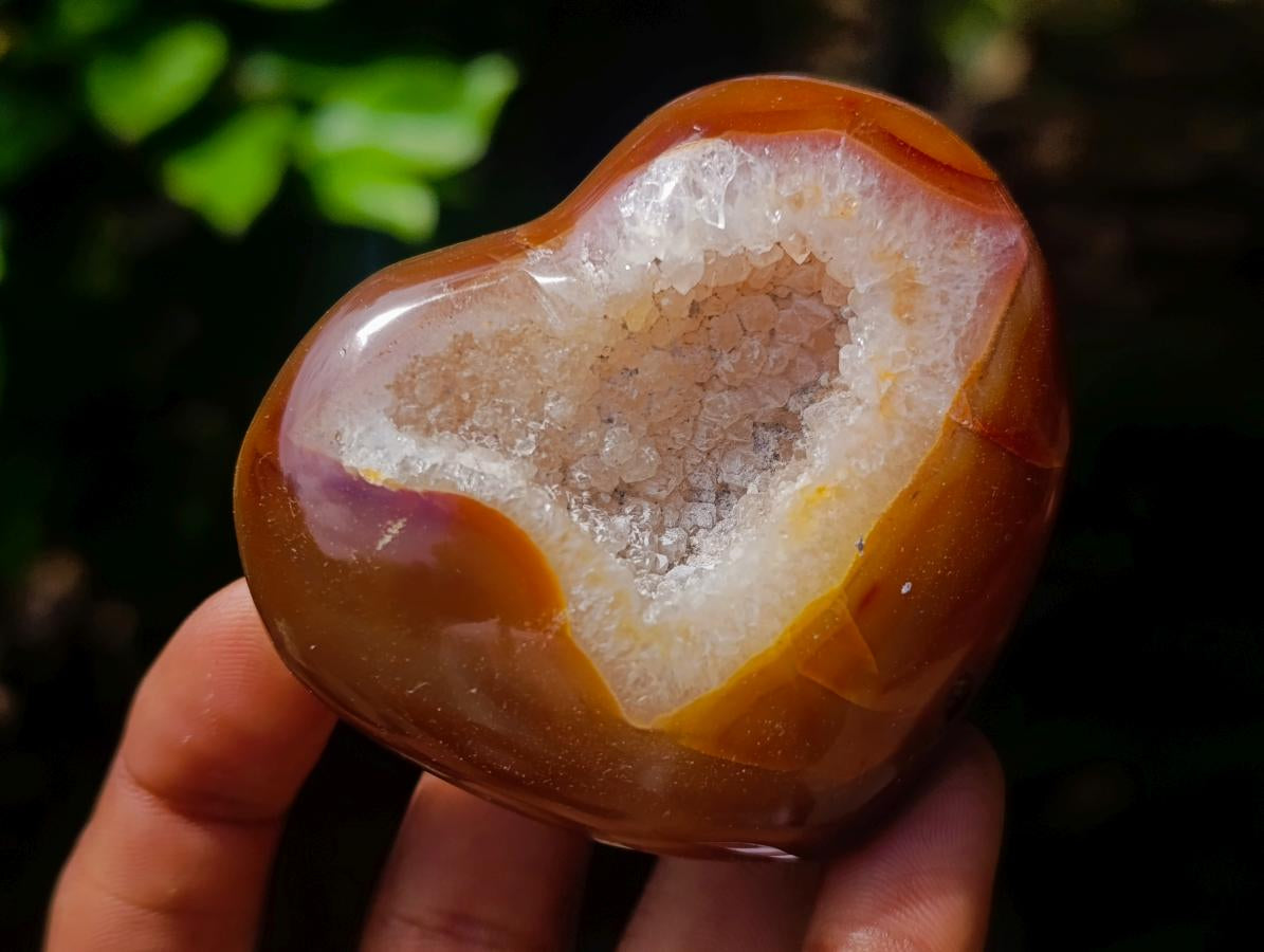 Polished Carnelian Agate Gemstone Hearts x 6 From Madagascar