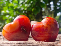 Polished Carnelian Agate Gemstone Hearts x 6 From Madagascar