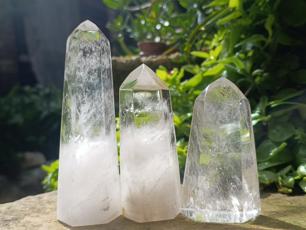 Polished Clear Quartz Crystals x 3 From Madagascar