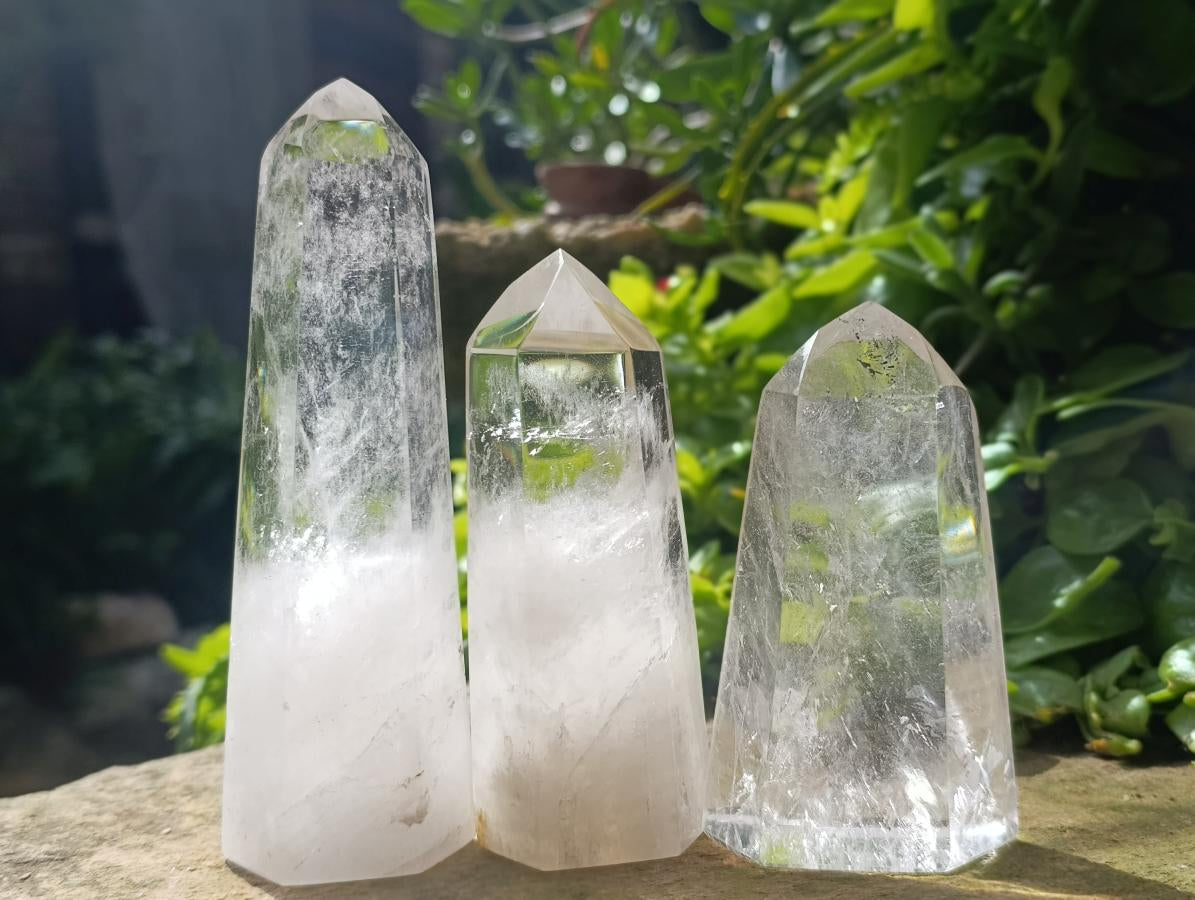 Polished Clear Quartz Crystals x 3 From Madagascar
